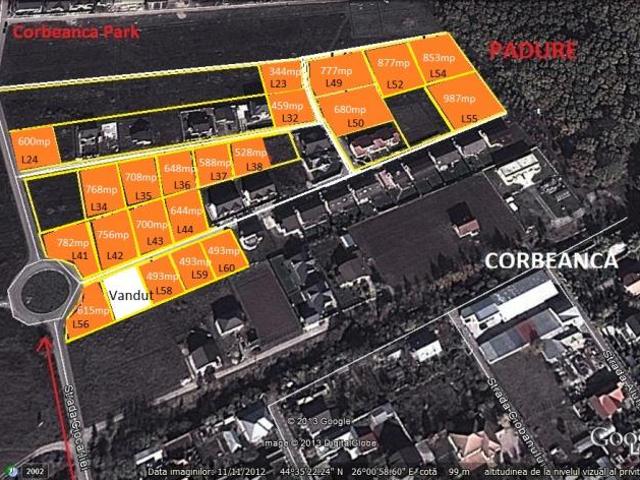 771 mp. Corbeanca, str Ciocarliei langa Padure