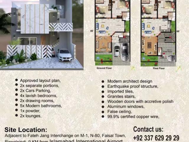 8 Marla House available for sale on installments. Islamabad Faisal Town F 18 ID 27568