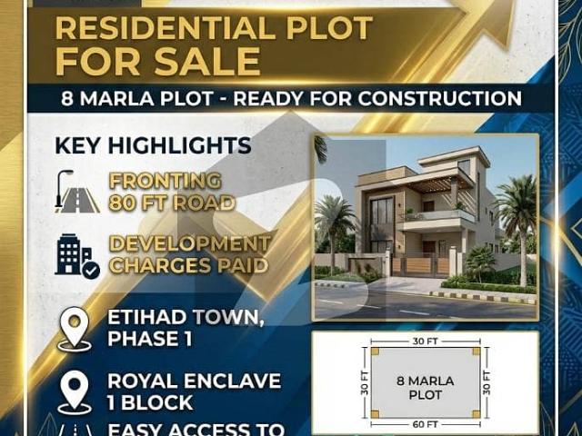 8 Marla Residential Plot Royal Enclave 1, Etihad Town Phase 1