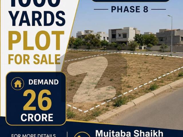 1000 Yards Plot For sale at most prime location of DHA Phase 8