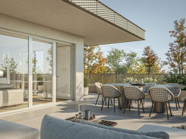 105 m² Dachterrasse für Ihr Leben im Freien – barrierefreie Komfortwohnung mit grünem Energiekonzept