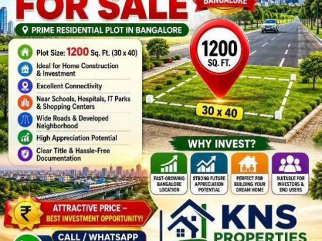1200 Sq. ft Plot for Sale in Mysore Road, Bangalore
