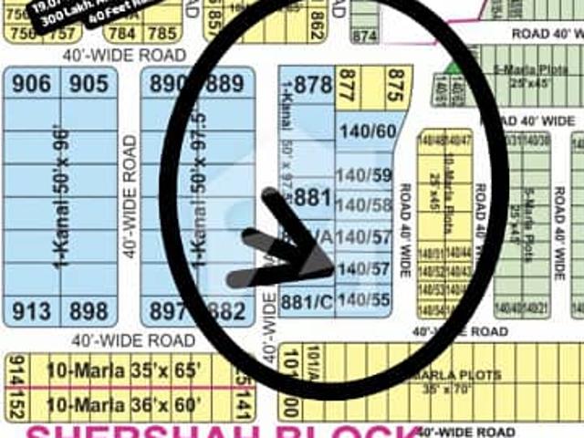 140/56 no. Shershah Block 19.07 Marla Residential Plot in 300 Lakh. All Dues Clear Deal, 40 Feet Road. Best Location For Constructing Your Dream House In Bahria Town Lahore