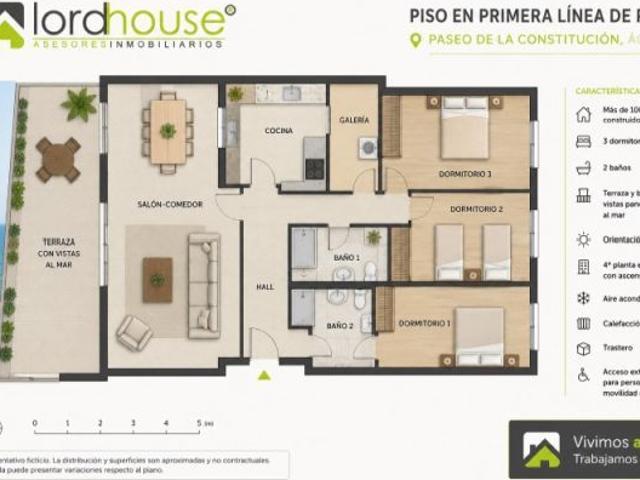 1575. Piso en primera línea con terraza en Águilas