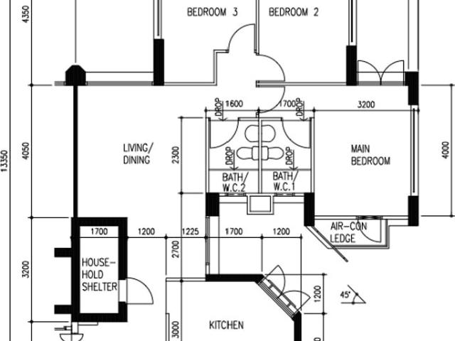 183 Bedok North Road HDB Apartment Room Rental, $1,300, 1 Bed 2 Bath 990 sqft $1.31 psf