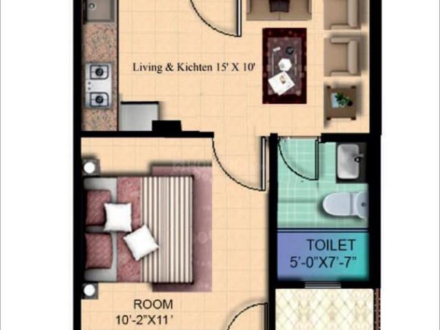 1 BHK Apartment in Vrindavan for resale Mathura. The reference number is 17184473