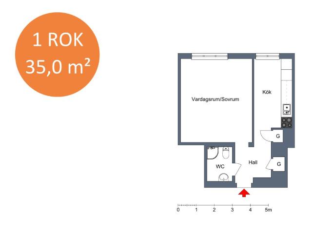 1 rums lägenhet i Tranås 35 m² 4 865 kr
