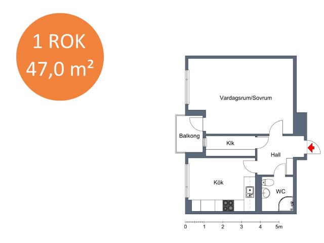 1 rums lägenhet i Tranås 47 m² 5 852 kr