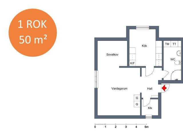 1 rums lägenhet i Tranås 50 m² 6 152 kr