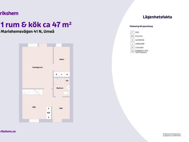 1 rums lägenhet i Umeå 47 m² 5 773 kr