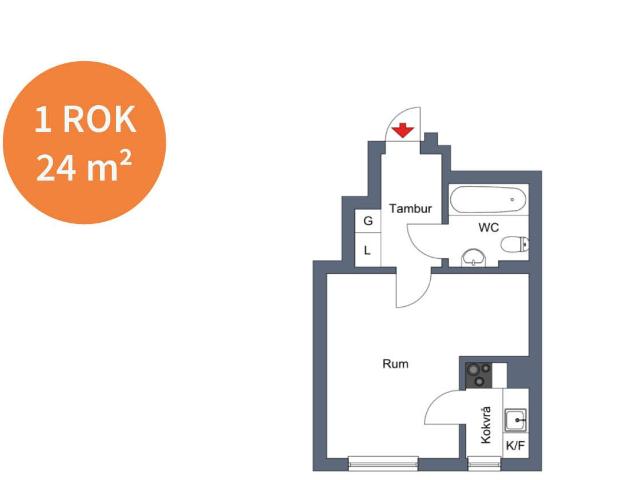 1 rums lägenhet i Eskilstuna 24 m² 5 034 kr
