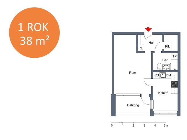 1 rums lägenhet i Eskilstuna 40 m² 5 997 kr