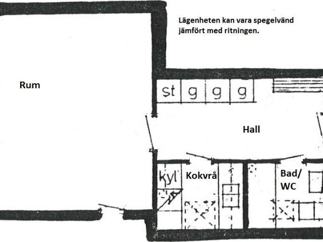1 rums lägenhet i Hanaskog 35 m² 3 350 kr