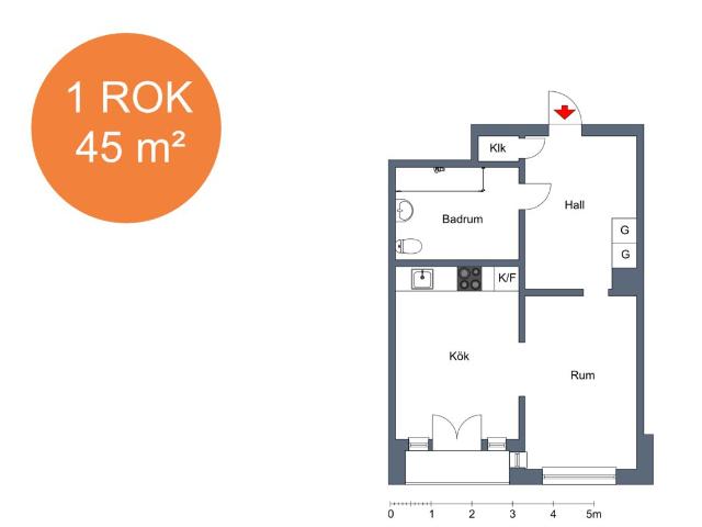 1 rums lägenhet i Landskrona 45 m² 6 028 kr
