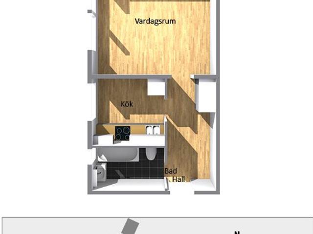 1 rums lägenhet i Norr 36 m² 4 100 kr