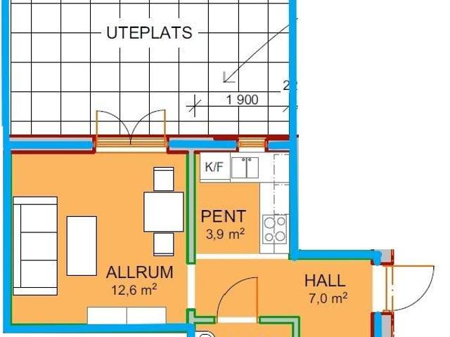 1 rums lägenhet i Östersund 28 m² 5 674 kr