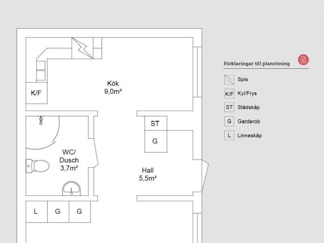 1 rums lägenhet i Östersund 31 m² 5 368 kr