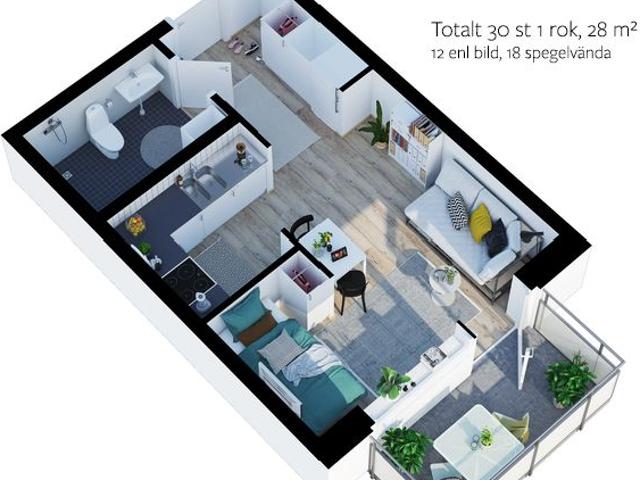 1 rums lägenhet i Skellefteå 28 m² 6 158 kr