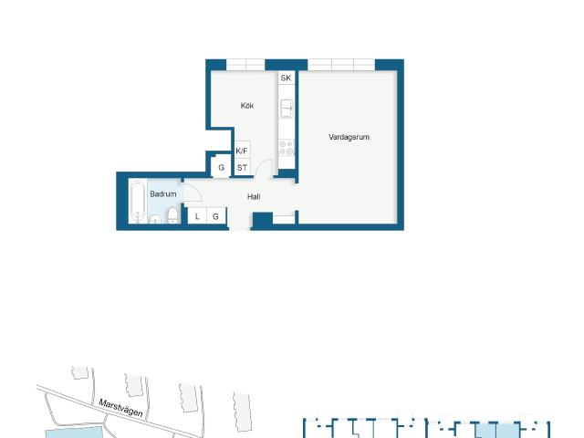 1 rums lägenhet i Stora Vika 37 m² 5 265 kr