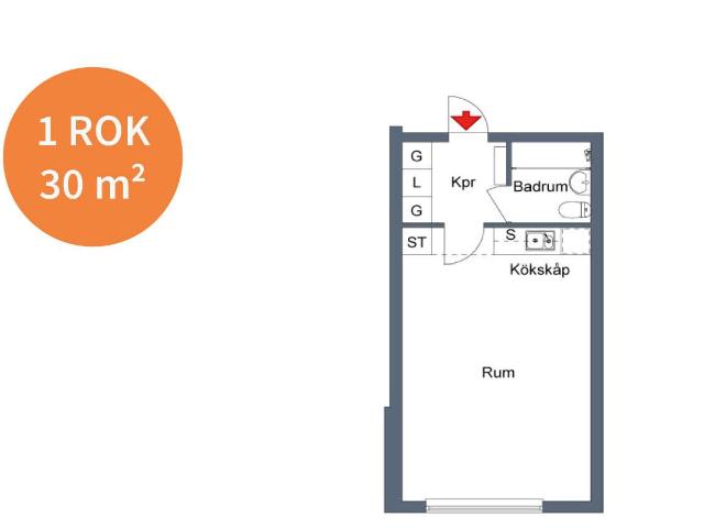 1 rums lägenhet i Strängnäs 30 m² 6 327 kr