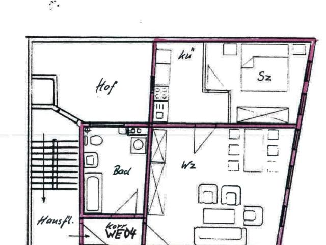1 Raum Wohnung mit EBK in zentraler Lage in Pößneck/WE03