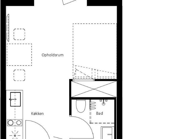 1 værelses lejlighed på 31 m²