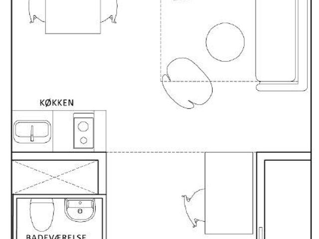 1 værelses lejlighed på 33 m²