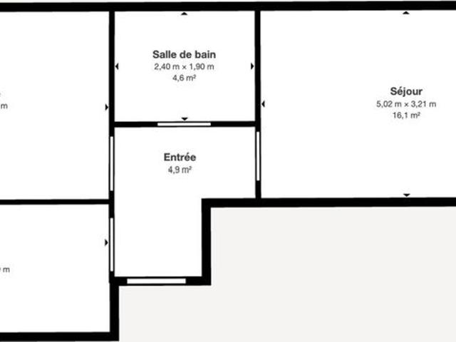 1 Zimmer, 55 m², 3. Stock