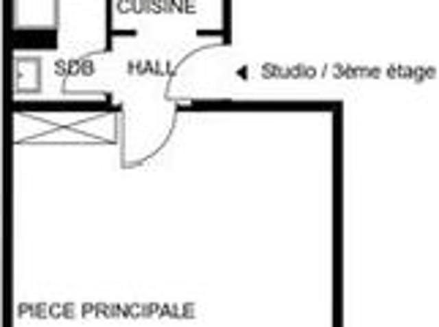1 Zimmer, 32 m², 3. Stock