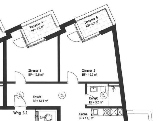 1 Zimmer, 34 m², 4. Stock