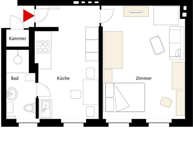 1 Zimmer Wohnung in Berlin Kreuzberg nähe Südstern, komfortabel, möbliertes Apartment