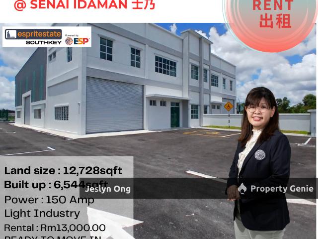 1.5 storey Semi D Factory at Senai Idaman for Sale & Rent
