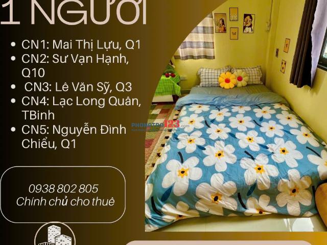 1,9tr/tháng phòng dorm 1 người gần đh huflit, y khoa phạm ngọc thạch q10, q1