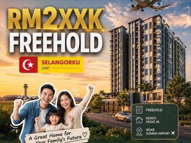 1st Home Full loan Near Subang Airport 2 R 2 CP FREEHOLD DASH