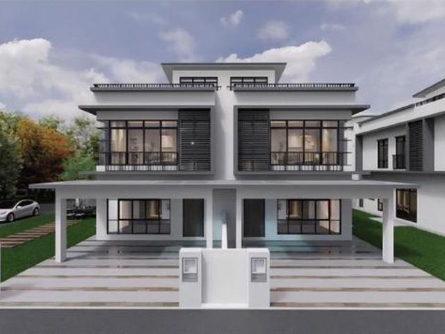 20ft Corner Facing Garden 28x75 4R4B 2 Storey House Sepang