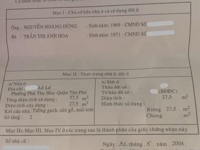 28M2 Lê Thiệt, HXH Đỗ Cửa, Hẻm Thông Lê Lư, 3ty2