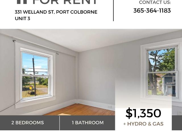 2 Bedroom Apartment for Rent at 331 Welland St #3, Port Colborne, ON L3K 1V7