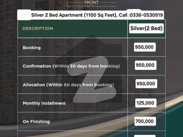 2 Bedroom With Attached Bath Luxury Apartment 1100 Sq Feet Available For Sale On 4.5 Years Easy Instalment Plan In Top City