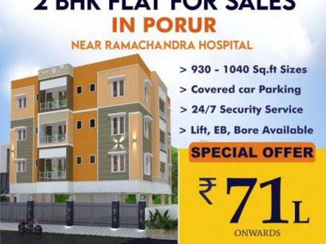 2 BHK 930 Sq. Ft Apartment for Sale in Porur, Chennai