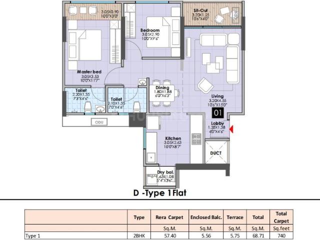 2 BHK Apartment in Charholi Budruk for resale Pune. The reference number is 19101817