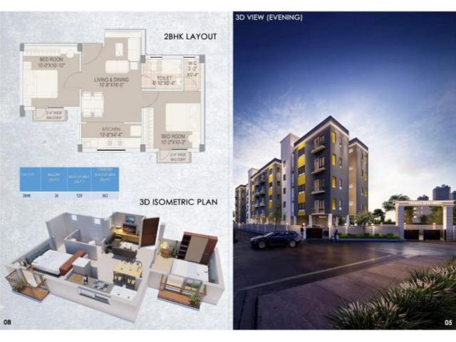 2 BHK Apartment in Amtala for resale Kolkata. The reference number is 14795203