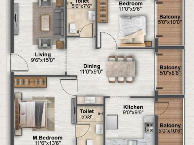 2 BHK Apartment in Bongloor for resale Hyderabad. The reference number is 20617756