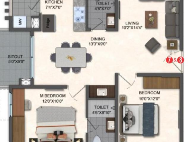 2 BHK Apartment in K R Puram for resale Bangalore East. The reference number is 15741890