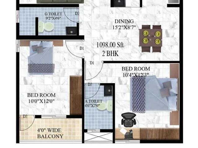 2 BHK Apartment in Kudlu Gate for resale Bengaluru. The reference number is 19643164