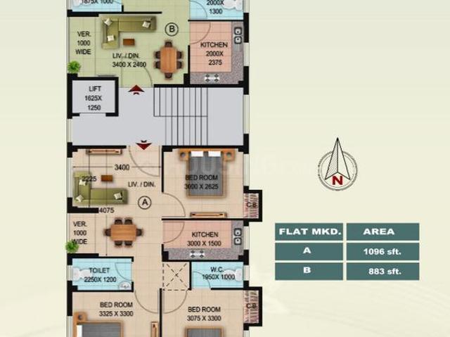 2 BHK Apartment in Lake Gardens for resale Kolkata. The reference number is 7589368