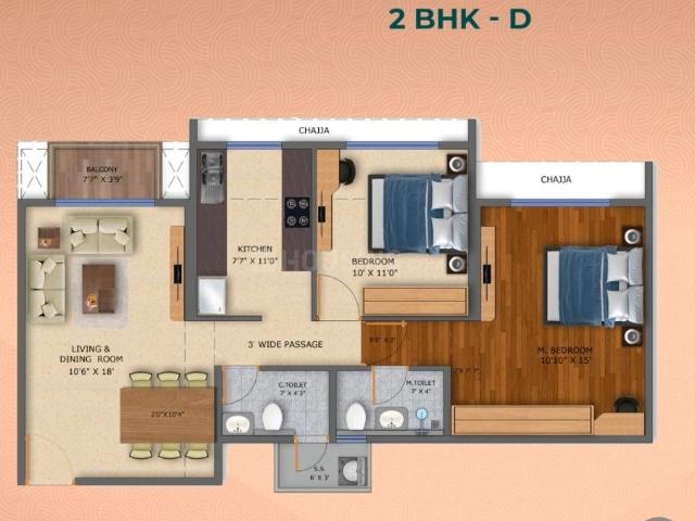 2 BHK Apartment in Nerul for resale Navi Mumbai. The reference number is 20855084