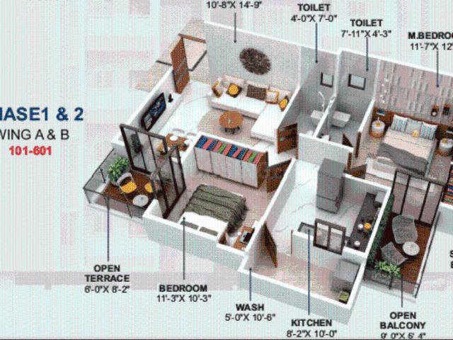 2 BHK Apartment in Saroj Nagar for resale Nagpur. The reference number is 17162090