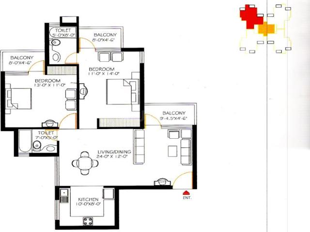 2 BHK Apartment in Sector 86 for resale Faridabad. The reference number is 19537130