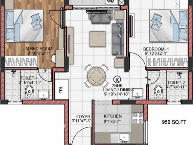 2 BHK Apartment in Porur for resale Chennai west. The reference number is 12282864
