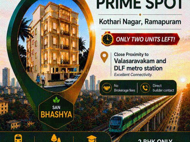 2 BHK Apartment in Ramapuram for resale Chennai. The reference number is 20372451